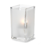 Thumbnail image #1 for Hollowick/Steelite Quad 6109F Glass Votive Lamp, Clear Satin Panel, 4-3/8"H x 2-1/2" Square, Fuel Cell Compatible