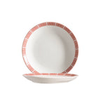 Thumbnail image #1 for CAC China Red Gate 105-16C Porcelain Round Coupe Plate, 10-Inch 1 Dozen
