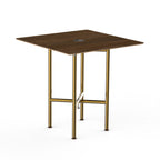 Thumbnail image #1 for Steelite International Mogogo, Clix MGCCVS01WBXX 30" Square Pedestal Table, Bengali Mango Wood Laminate Top, Brushed Brass Segments
