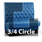 Thumbnail image #1 for JustChair Manufacturing JBSB-SBT-TQ-48-GR3 Three-Quarter Circle Banquette Booth, 3 Corners, Upholstered Button-Tufted Back with Lumbar Support