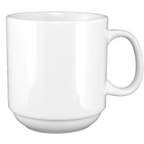 Thumbnail image #1 for International Tableware Torino™ Stak 9696W 11 oz Stackable Porcelain Coffee Mug with Handle, European White Case of 3 Dozen