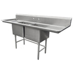 Thumbnail image #1 for IMC/Teddy SCS-26-2020-20RL 2-Compartment Scullery Sink, 84"W x 24"D, 20" Compartments, Left & Right Drainboards, 16-Gauge Stainless Steel