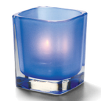Thumbnail image #1 for Hollowick/Steelite Tetra 6505SDB Glass Votive Candle Holder, 3-1/2"H x 3" Square, Satin Dark Blue, Fits HD8/HD12/HD15 Fuel Cells