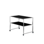 Thumbnail image #1 for Eastern Tabletop NT7694GGBKBKS Nesting Buffet Table with Storage Shelf, Metal Base and Casters, Rectangular Laminate Top