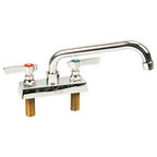 Thumbnail image #1 for AllPoints Foodservice Parts & Supplies 1071085 Commercial Deck-Mount Faucet, 4" Centers, 8" Swing Spout, Lead-Free Chrome-Plated Brass