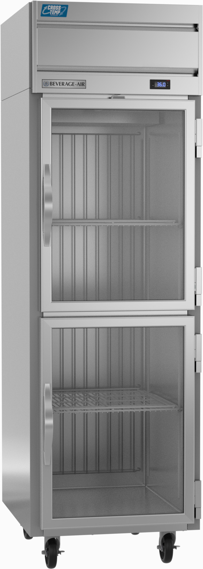 Product image #6 for Beverage-Air Cross Temp 1-Section Reach-In Convertible Refrigerator/Freezer with Half Glass Doors, Top-Mounted Self-Contained Refrigeration, 23.1 Cu. Ft.