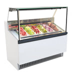 Thumbnail image #1 for GTI Designs Brio BRIO 6FG Gelato/Ice Cream Display Freezer, 6 x 5 L Pans, Straight Heated Glass, Self-Contained, White, 49.5"W