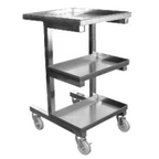 Thumbnail image #1 for GSW USA C-SCE Chinese Wok Range Sauce Pan Cart, Stainless Steel, 3 Solid Shelves, No Handle, 34–36 in Adjustable Height