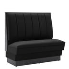 Thumbnail image #1 for ATSMFG ATS AT&S-QAS-LX42-6CH-BLK Single Upholstered Restaurant Booth, 42 in H, Black, Dark Walnut Elm Wood Top & End Caps