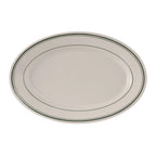 Thumbnail image #1 for Tuxton China Green Bay TGB-043 Ceramic Oval Platter, 14-1/8" x 10", Wide Rim, Rolled Edge 1 Dozen