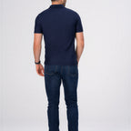 Thumbnail image #2 for Chef Works Z650-NAV-M Men's Navy Collared Polo Shirt, Medium, 100% Polyester