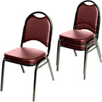 Thumbnail image #1 for Oak Street SL2089WINE/BLK Stackable Banquet Chair, Rounded Back with Hand Hold, Wine Vinyl Upholstery, Black Frame