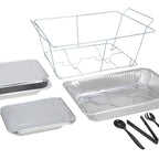 Thumbnail image #2 for Sterno 70168 9-Rack Chafing Dish Catering Set with 9 Full-Size Water Pans, 18 Half-Size Food Pans and Lids, Sporks and Tongs