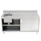 Thumbnail image #1 for USR Brands Prepline PCST-3072 Enclosed Base Stainless Steel Work Table with Sink, Faucet & 6" Backsplash, 72"L x 30"D