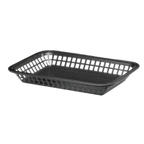 Thumbnail image #1 for TableCraft Products Grande 1077BK Rectangular Black Plastic Platter Basket, 10-3/4" x 7-3/4" x 1-1/2" Case of 36