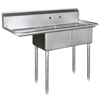 Thumbnail image #1 for Blue Air FSE LLC BS2-18-12/L 2-Compartment Stainless Steel Sink, Left Drainboard, 18" x 18" x 12" Bowls, 18-Gauge, Leg Base