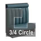 Thumbnail image #1 for ATSMFG ATS AT&S-ATQ-KR48-6CHHR GR7 Karender Three Quarter Circle Booth, single, 48" x 90" x 90" x 48"long x 48" high, 6-channel with Headroll back