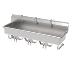 Thumbnail image #1 for GSW USA ACE-MWS-1860K Hands-Free Multi-Station Wall-Mount Hand Wash Sink, 60"W x 14"D x 8" Deep, 3 Faucets