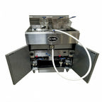 Thumbnail image #1 for Royal Range of California Delux Series RFT-60-2-CM Gas Floor Multivat Fryer Battery, 2 x 60 lb, Built-In Filtration, Computer Controls