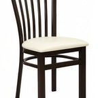 Thumbnail image #1 for G & A Commercial Seating Wyndham 535-W SS Metal Slat-Back Side Chair with Solid Wood Saddle Seat, Walnut-Finish Steel Frame