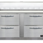 Thumbnail image #1 for Continental Refrigerator SW60N16C-FB-D 60-Inch Two-Section Refrigerated Sandwich Prep Table, 4 Drawers, 16-Pan Capacity, Front-Breathing