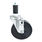 Thumbnail image #1 for BK Resources 5SS-2RA-HR Swivel Stem Caster, 1-1/4" Expanding Stem, 5" Hard Rubber Wheel, 300-lb Capacity, Stainless Steel