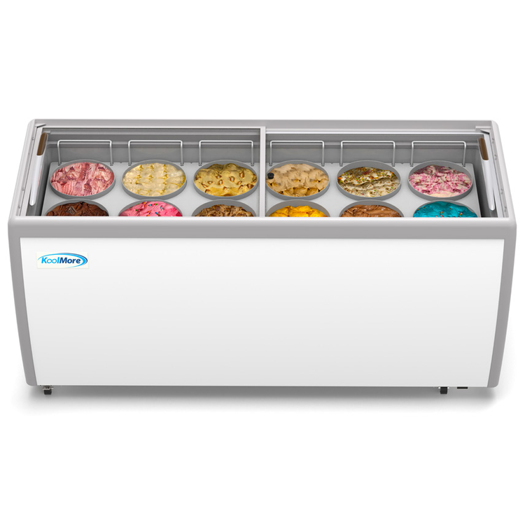Product image #5 for Koolmore 70-Inch Straight Glass Ice Cream Dipping Display Cabinet, 12-Tub, 20 Cu. Ft., Self-Contained Refrigeration