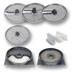 Thumbnail image #1 for Sammic 1010482 Vegetable Processor 6-Disc Cutting Set with 4mm/10mm Slicing, 4mm Shredding, Julienne, Dicing and Storage Holder