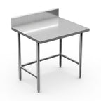 Thumbnail image #1 for Winholt Equipment DTB-3072 304 Stainless Steel Top Work Table, 72"W x 30"D x 34"H, 6" Backsplash, Open Cross-Rail Base