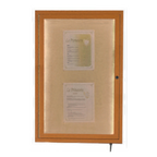 Thumbnail image #1 for AARCO LWL3624O Enclosed Display Case, 24"W x 36"H, Oak-Finish Aluminum Frame, LED-Lit, Lockable, Acrylic Window