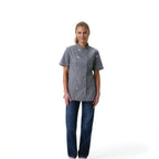 Thumbnail image #1 for Chef Works CBN03W-GRY-3XL Women's Gray Poly/Cotton Short-Sleeve Chef Coat, Double-Breasted, 3XL