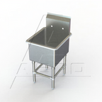 Thumbnail image #1 for AERO Manufacturing Aerospec 2F1-2130 1-Compartment Stainless Steel Sink, 33"W x 24-1/2"D x 42-1/2"H, 10"H Backsplash