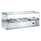 Thumbnail image #1 for USR Brands Coldline CTP48SG Countertop Salad Bar with Glass Topping Rail, 48 in W, (4) 1/3-Size Pans