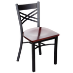 Thumbnail image #1 for JustChair Manufacturing M21318-BLK-VS Stackable X-Back Side Chair with Veneer Wood Seat and Black Steel Frame