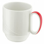 Thumbnail image #1 for Libbey Schonwald, Donna Senior 9185629-62931 Porcelain Coffee Mug, 9-1/2 oz., Stackable, White with Red Band