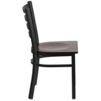 Thumbnail image #2 for Flash Furniture Hercules XU-DG694BLAD-WALW-GG Restaurant Chair, Metal Ladder Back, Walnut-Finish Plywood Seat