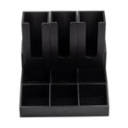 Thumbnail image #1 for TableCraft Products 12690 Coffee Condiment Organizer, Black Painted Bamboo, 9 Compartments with 3 Cup/Lid Holders
