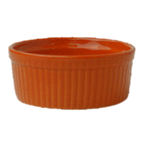 Thumbnail image #1 for International Tableware Cancun RAMF-10-O Ceramic Orange Fluted Ramekin, 8 oz. Case of 3 Dozen