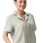 Thumbnail image #1 for Chef Works SBC01W-SAG-3XL Women's Sage Short-Sleeve Camp Shirt, Button Front, 3XL
