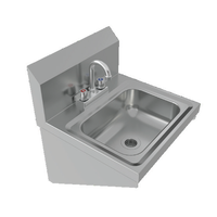 BK Resources 14-Inch x 10-Inch Wall-Mounted T-304 Stainless Steel Hand Wash Sink with Faucet and Drain