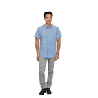 Thumbnail image #1 for Chef Works Gingham SHC02-BLU-3XL Blue Cook Shirt, Short Sleeve, Button Front, Poly/Cotton, 3XL