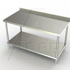 Thumbnail image #1 for AERO Manufacturing 4TSS-2430 Stainless Steel Work Table, 30"W x 24"D, 16-Gauge 430 Top, 2-3/4" Backsplash, Adjustable Undershelf