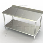 Thumbnail image #1 for AERO Manufacturing 2TSS-2472 72"W x 24"D Stainless Steel Work Table with Open Adjustable Undershelf and 2-3/4" Backsplash