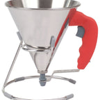 Thumbnail image #1 for JB Prince Kwik U939 Sauce Gun, 27 oz, Adjustable 7 mm Opening, Stainless Steel with Red Handle and Stand