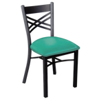 Thumbnail image #2 for JustChair Manufacturing M21318-BLK-PS Stackable X-Back Side Chair with Upholstered Seat and Textured Black Steel Frame