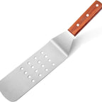 Thumbnail image #1 for New Star Foodservice Inc. 36312 Perforated Flexible Stainless Steel Turner, 8-1/4 x 3-Inch Blade, Wood Handle Case of 144