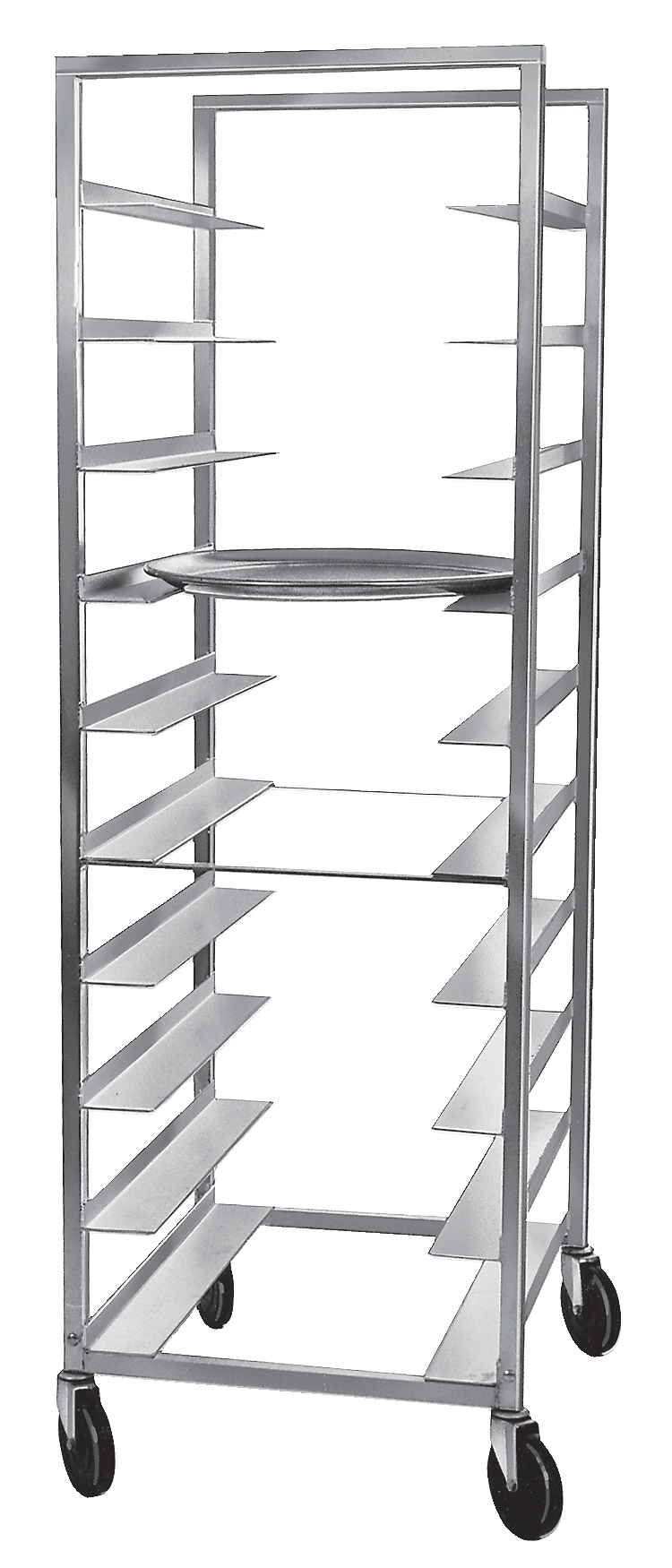 Product image #7 for Mobile Aluminum Single-Section Oval Tray Rack, 10-Tray Capacity