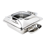 Thumbnail image #1 for Eastern Tabletop Crown 3934G 6 qt Square Induction Chafer with Hinged Glass Lid, Stainless Steel, Without Stand