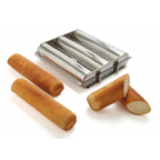 Thumbnail image #1 for Matfer Bourgeat 341713 Triple Stainless Steel Bread Mold, 3 Compartments, 11-3/4"L x 1-3/4" Diameter, Clamp Closures