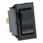 Thumbnail image #1 for AllPoints Foodservice Parts & Supplies 421156 Momentary ON/OFF DPST Rocker Switch, Black, 1/4" Tab Terminal